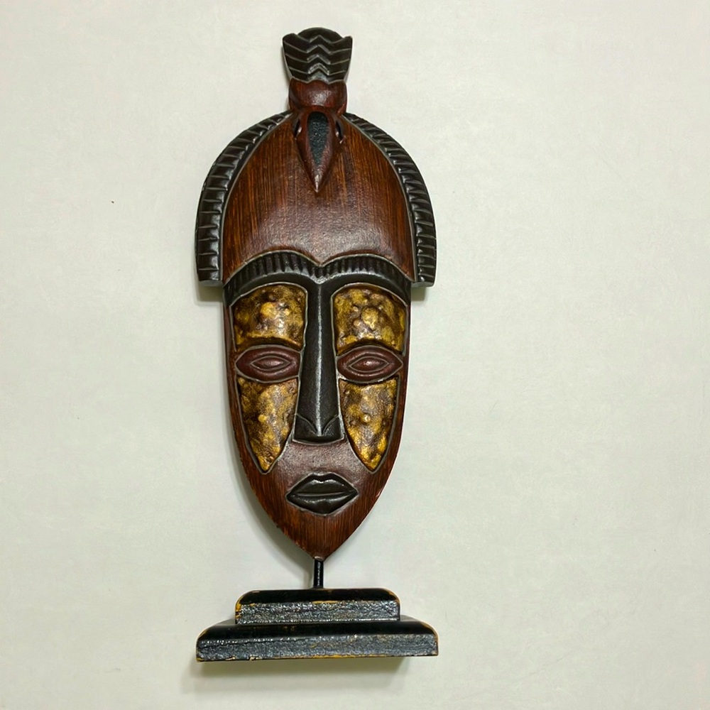 African Tribal Mask Decor on Stand